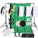 Kshioe Video Studio Photography Lighting Kit 3 Backdrops With Stand Bulbs. Fixed Price $99.95.