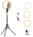 12" Selfie Ring Light With 63" Tripod Stand/phone Holder, Qeuooiy 20W Led Cir.... Fixed Price $69.79.