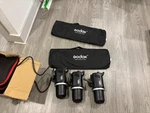 Godox Led Kit (3 Lights) +2 Softboxes Box-new. Fixed Price $400.00.