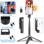 Selfie Stick Phone Tripod Stand With Rechargeable Bluetooth Remote Led Light. Fixed Price $28.45.