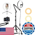 Yoobao 12" Ring Light With 81" Tripod Stand Folded Arm, Overhead Camera Mount Ph. Fixed Price $77.10.