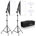 900W Led Photography Softbox Light Stand Kit 20" 27"W/ 2X5500K E27 Bulbs. Fixed Price $43.96.