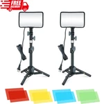 2 Pack Led Video Photography Lighting Kit With Tripod & Colored Filters. Fixed Price $38.17.