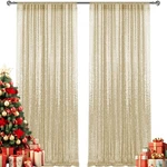 8FT-2PCS Champagne Gold Sequin Backdrop Curtains Panels, Photography. Fixed Price $34.31.