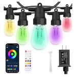 50FT Rgbw Outdoor Dimmable String Lights Patio Waterproof W/ App Control. Fixed Price $42.88.