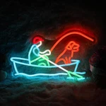 16"X10" Fishing Boat Angler Dog Led Neon Sign With Dimmer Usb Powered Light Lamp. Fixed Price $49.99.