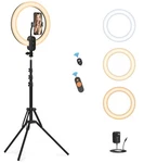 12" Selfie Ring Light With 63" Tripod Stand/phone Holder, Qeuooiy 20W Led Cir.... Fixed Price $95.98.