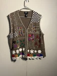 Studio Joy Ugly Christmas Sweater Vest Brown Snowman Holiday Lights Vtg Party. Fixed Price $26.00.