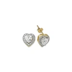 2-COLOUR 9CT Gold Jewelco London Heart Cz Halo Solitaire Stud Earrings. Fixed Price $258.51.