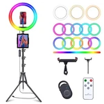 Ring Light 10 Led 73 Tripod Stand Phone Holder 48 Rgb Musical MJ26 Selfie Camera. Fixed Price $46.99.