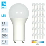 (24 Pack) 9.8W Dimmable A19 Led 40K Cool White 60W Equivalent GU24 Base Bulb. Fixed Price $101.00.