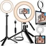 Selfie Ring Light For Zoom Meeting, Dimmable Desktop Circle With Tripo. Fixed Price $45.00.