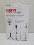 Sunpak Mini Box Self-storing Collapsible Bi-color Vlogging Kit VGC-LED136-10MB. Fixed Price $19.95.