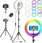 10.3" Selfie Ring With Stand Phone Holder, Desk Tripod, 29 Rgb Lightin. Fixed Price $45.99.