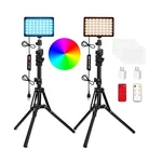 Qeuooiy 2 Packs Rgb Led Video Light With Adjustable Tripod Stand/white Filter.... Fixed Price $73.23.