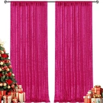 8FT-2PCS Pink Sequin Backdrop Curtains Panels, Fuchsia Photography. Fixed Price $30.21.