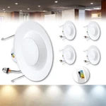 4-PK 5"/6" Selectable Color 5CCT 2K-5K Led Recessed Retrofit Dimmable Can Light. Fixed Price $23.70.