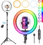 Weilisi 10" Ring Light 72" Stand 38 Modes Dimmable Tripod Phone Holder. Fixed Price $45.50.