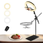 10" Light With Stand For Desk, Adjustable Overhead Phone Mount Ring.... Fixed Price $47.08.