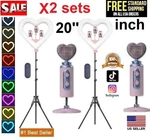 X2 Sets Of 20'' Led Ring Light Kit Heart Stand Remote Social Media Mic Recording. Fixed Price $99.95.