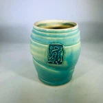 Joy Pottery Art Studio - Rachel Light Teal Jar 4.5" Signed 'norris'. Fixed Price $18.71.
