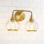 Hahzt Gold Bathroom Fixtures 2-LIGHTS Vanity With Clear Glass. Fixed Price $54.99.