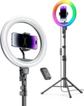 12'' Ring Light With Stand 72'' Tall & Phone 12, Multicolor. Fixed Price $63.99.