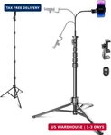 Cambofoto 82" Phone Tripod Stand With Gooseneck, Remote Holder, Selfie. Fixed Price $36.98.