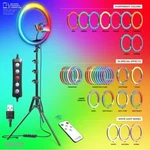 Bower 16" White & Rgb Ring Light Kit W/ In-line Remote 62" Extendable Tripod. Fixed Price $45.00.