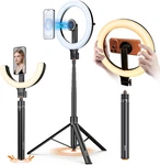 10.2" Magnetic Ring Light & 64" Tripod For Iphone, 5000MAH Rechargeable. Fixed Price $70.99.