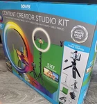 Bower Content Creator Studio Kit 16" Rgb Ring Light, Tripod, Green Screen, Remo. Fixed Price $44.99.