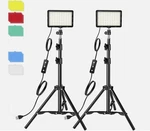 Fodoto 2PC 6" Panel Led Photo/video Light W/ 7' Stands 4 Color Filters. Fixed Price $32.95.