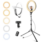 Eicaus 14'' Foldable Ring Light With 67'' Tall Phone Tripod Selfie White. Fixed Price $48.02.