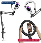 10" Magnetic Ring Light Overhead Camera Phone Mount, Xinbaohong Led Selfie. Fixed Price $59.18.