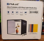 Puluz Foldable Led Ring Lite Studio Photo Box 12 Color Backgrounds 25CM Nib. Fixed Price $37.00.