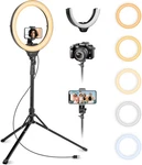 Aureday 14'' Selfie Ring Light With 62'' Tripod Stand Phone Holder, Dimmable. Fixed Price $26.99.