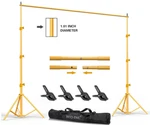 10X8.5FT Gold Backdrop Stand Kit, Adjustable Photo Studio Frame-by Hyj-inc (nib). Fixed Price $38.94.