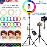 10.2" Ring Light Selfie Tripod Stand Phone Holder Remote Color Modes Dimming New. Fixed Price $49.90.