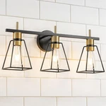 Industrial Bathroom Vanity Lights: 3-LIGHT Black And Gold Vintage Metal Cage .... Fixed Price $93.84.