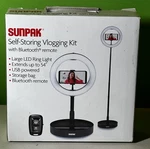 New Sunpak Self-storing Vlogging Kit W/bluetooth Remote VGC-LED128-11RL (11D). Fixed Price $21.59.