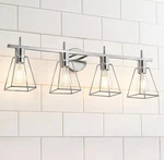Hahzt Industrial Bathroom Vanity 4-LIGHT Silver Brushed Nickel Vintage. Fixed Price $72.96.