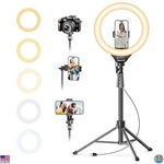12'' Selfie Ring Light With 62'' Tripod For Video, Live Streaming, Phones,. Fixed Price $52.56.