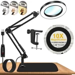 10X Magnifying Glass With Light Stand, Dimmer Adjustable Swing Arm 2-IN-1.... Fixed Price $39.74.