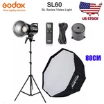 Us Godox SL-60W 5600K Studio Led Video LIGHT+80CM Octagon Umbrella Softbox Stand. Fixed Price $151.80.