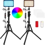 2 Packs Rgb Led Video Light With Adjustable Tripod Stand/white Filters, Dimma.... Fixed Price $93.89.