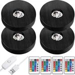Riakrum 4 Pieces Wood Led Display Light Base Crystal Stand Black. Fixed Price $38.45.