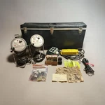 Monolite X400 Vintage Photoflood Lighting Kit Dual Lights W/ Case Bogen Studio. Fixed Price $150.00.