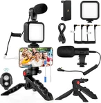 Vlogging Kit For Iphone, Android (with Tripod), Mini Led Video Light + Card. Fixed Price $38.00.