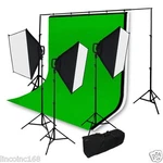 2400W Video Photography Studio 3 Softbox Chromakey Background Stand Lighting Kit. Fixed Price $189.00.