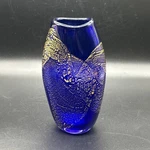 Signed Firefly Studio Glass Cobalt Blue Gold Foil Vase. Fixed Price $34.99.